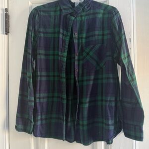 Old Navy Green and Navy Plaid Flannel Shirt